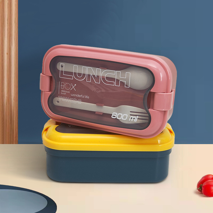 Contrast Color Lunch Box Microwave Oven Heating Crisper Sealed Tableware Office Worker Student Lunch to-Go Box Lunch Box Cross-Border