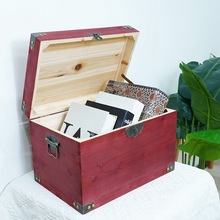 木箱收纳箱复古做旧储物木箱子老式原木拍摄装饰道具箱实木箱