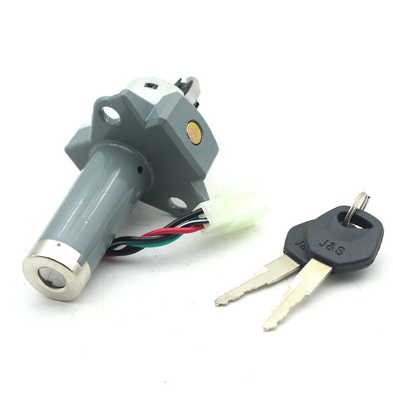 摩托车电门锁 wy125电源锁 独狼150跨骑车点火开关 4线 带龙头锁-阿里