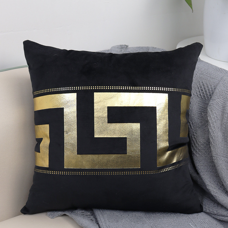 Amazon Hot Sale Pillow Bronzing Geometric Cushion Netherlands Velvet Material Household Goods Car Cushion Entry Lux Pillow