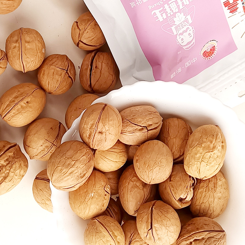 【好鲜生】烤核桃奶香味500g袋装手剥纸皮薄皮核桃坚果零食炒核桃