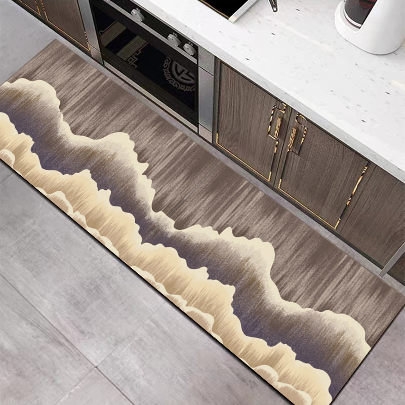 Customized Kitchen Floor Mat Household Light Luxury PVC Leather Waterproof Carpet Bedroom Living Room Non-Slip Floor Mat Disposable