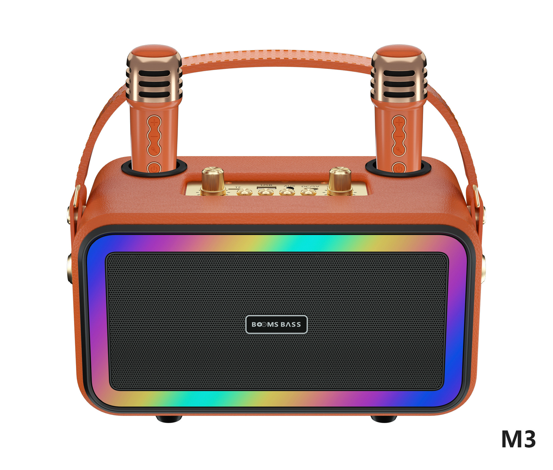 M3201 + Retro Leather Bluetooth Speaker Subwoofer Portable Outdoor Wireless Karaoke Card U Disk Radio
