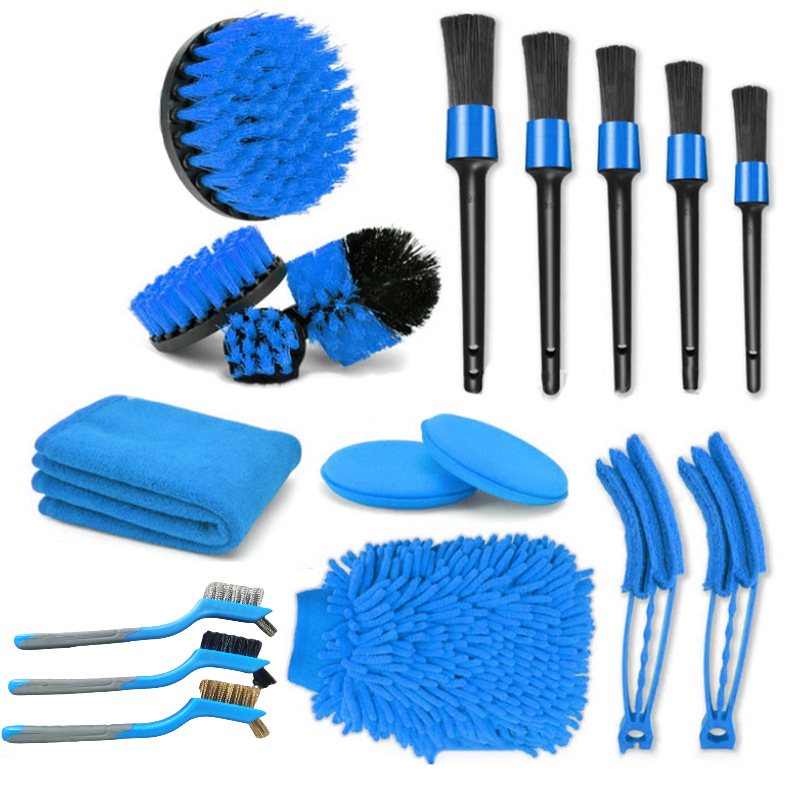 Amazon Hot Sale Car Wash Utility Brushes 18-Piece Electric Drill Brush Cleaning Brush Tire Cleaning Brush Car Seam