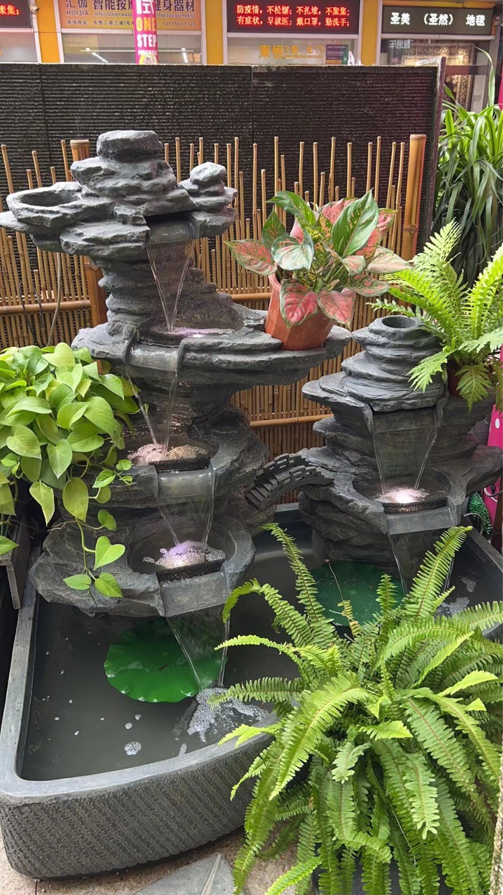 假山流水喷泉摆件别墅花园露台水景公司酒店招财风水装饰工艺品