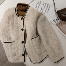 LYX米白色羊羔毛外套女冬2022年新款韩版宽松加厚羊羔绒上衣夹克