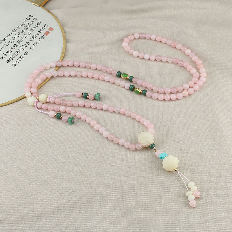 New Chinese Style Crossbody Chain Multi-Purpose Back Necklace Long Beaded Pendant National Style Cheongsam Hanfu High-End Ornament