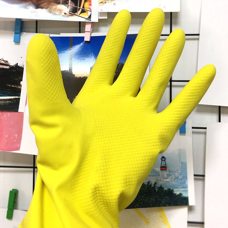 Household Latex Gloves Household Cleaning Spray Velvet Rubber Dishwashing Gloves with Velvet Lining Winter Warm Hand Guard Rubber