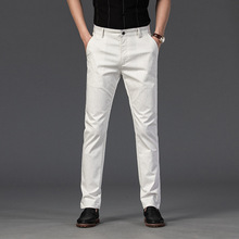 夏季新款男士休闲裤白色条纹弹力彩色时尚春夏季百搭西裤红色长裤