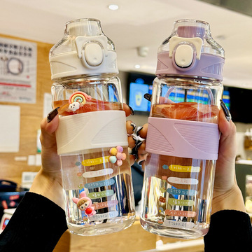 刻度杯子感女士网红水杯女生高颜值2024新款玻璃杯便携泡茶杯