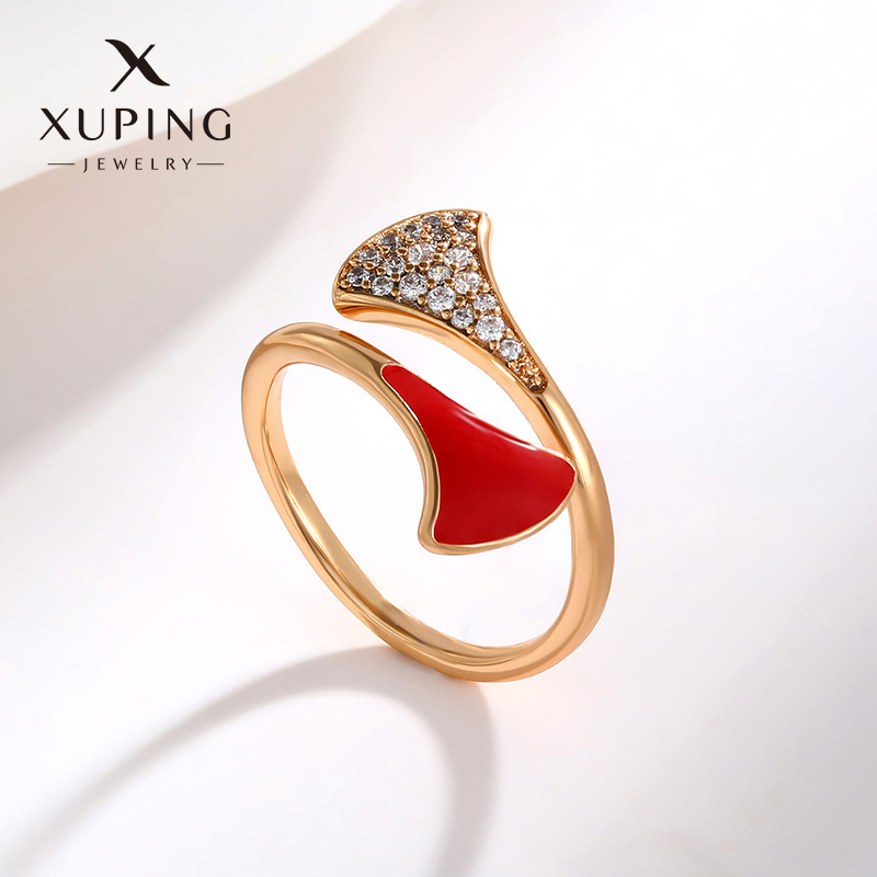 xuping jewelry simple niche design ring wholesale jewelry female light luxury fan-shaped retro temperament index finger ring