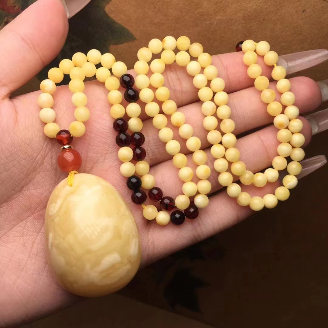 天然蜜蜡手链白花蜜蜡质浓郁手串文玩配饰可塘珠宝产地货源批发