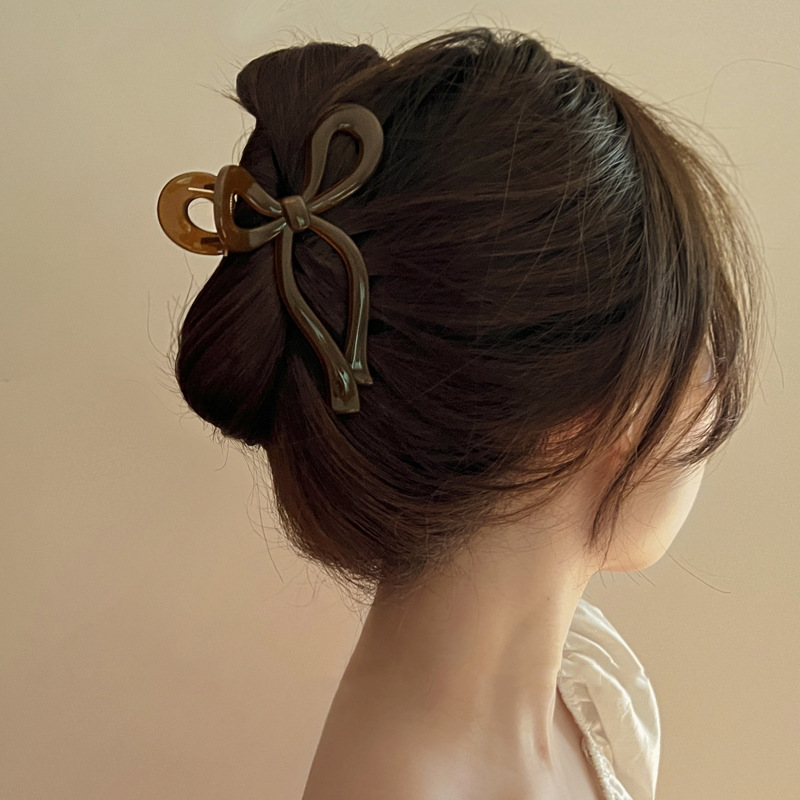 Korean Style Elegant High Ponytail and Updo Artifact Bow Claw Clip Barrettes Temperament Shark Clip Back Head Clip