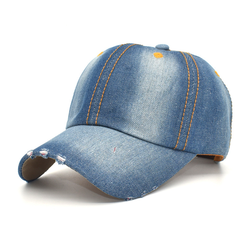 Korean Style Ripped Denim Baseball Cap Spring/Summer Female New Peaked Cap Fashion Trend Male Outdoor Breathable Sun Hat