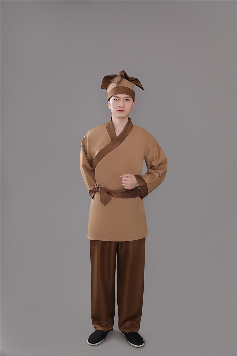 新款店小二平民古装演出成人汉服男农夫家丁仆人书童茶艺馆工作服