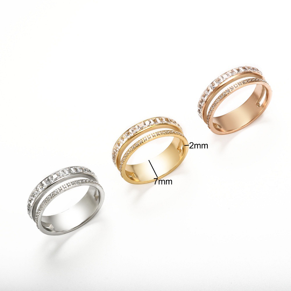 0成交7个欧美ins风跨境新款钛钢戒指玳瑁树脂双圈戒指不掉二合一配件