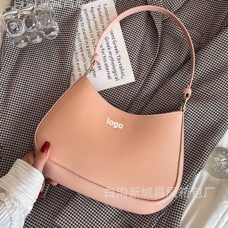 Summer New French Style Underarm Bag Portable Mid-Ancient Glossy Baguette Women's Bag One-Shoulder Versatile Storage Phone Bag