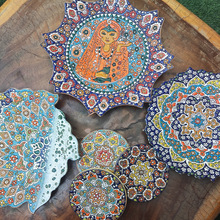手工彩绘巴基斯坦彩釉陶瓷果盘墙壁挂盘艺术轻奢涂鸦产盘水果盘