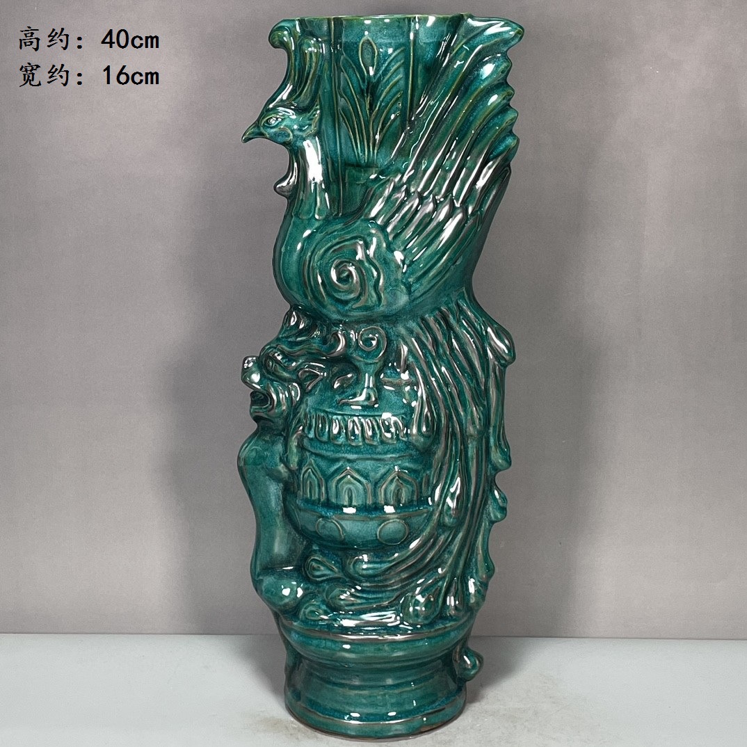 柴窑老瓷松石绿釉礼器摆件古董古玩瓷器用品老货仿古收藏品老物件