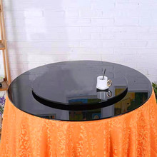 圆形钢化玻璃台面家用桌面餐桌饭桌转盘黑色大圆台桌子面枝头香