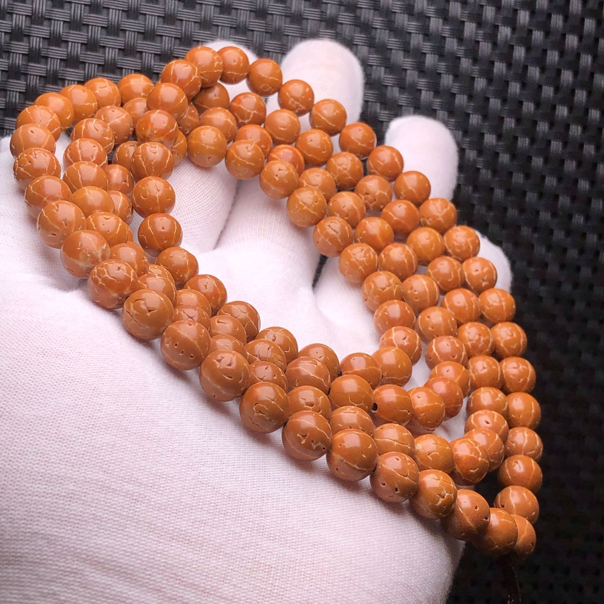 尼泊尔龙鳞纹小金刚菩提子手链108颗5五瓣金刚无齿圆形光珠8mm