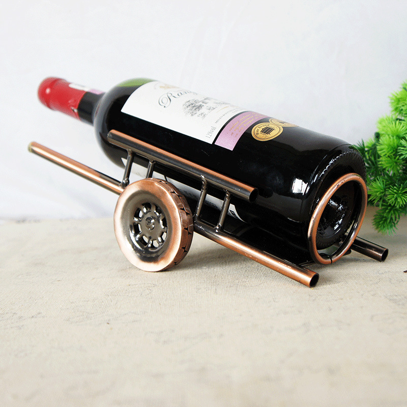 Metal Handmade Welding Platform Trolley Wine Rack Model Crafts Decoration Wine Rack Creative Oblique Household Iron