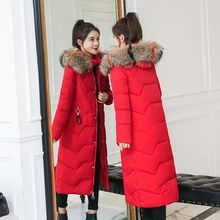 2023韩版棉袄冬季保暖棉服女长款过膝修身棉衣冬天外套