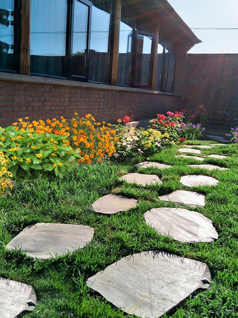 青石板踏步石庭院花园汀步石草坪垫脚石园林铺路石院子民宿脚踏石