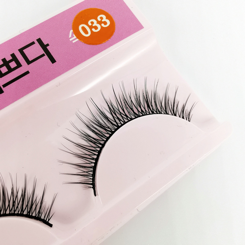 Korean Kitten False Eyelashes 033 Black Stem Extremely Fine Hair Natural Cross 10 Pairs Eyelash Factory Wholesale