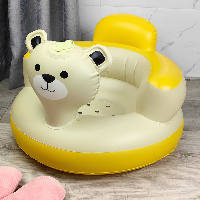 Cross-Border round Bottom Small Yellow Duck Baby Inflatable Small Sofa Learning Seat Foldable Toy Pvc Material