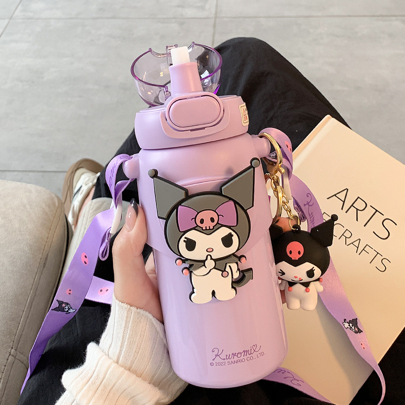 sanrio vacuum cup children 316 food grade water cup with straw good-looking student portable stainless steel cup