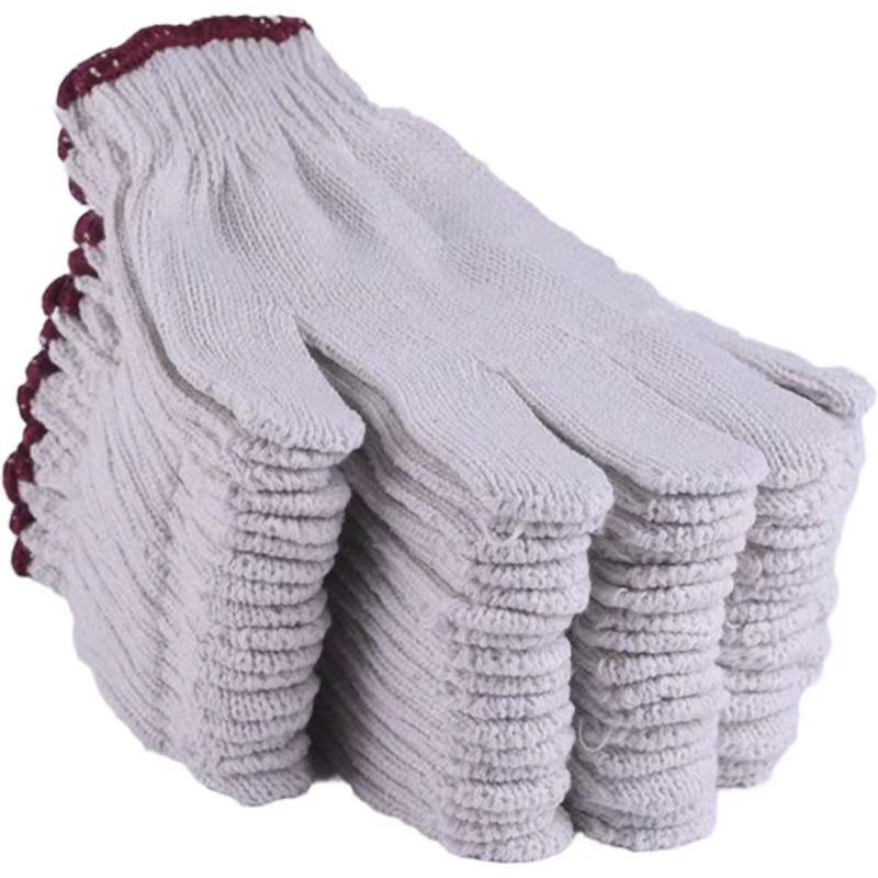 Labor Protection Gloves Wholesale Cotton Yarn Nylon Non-Slip Car Repair Site Work Repair Work White Thread Wear-Resistant Cotton Thread Gloves