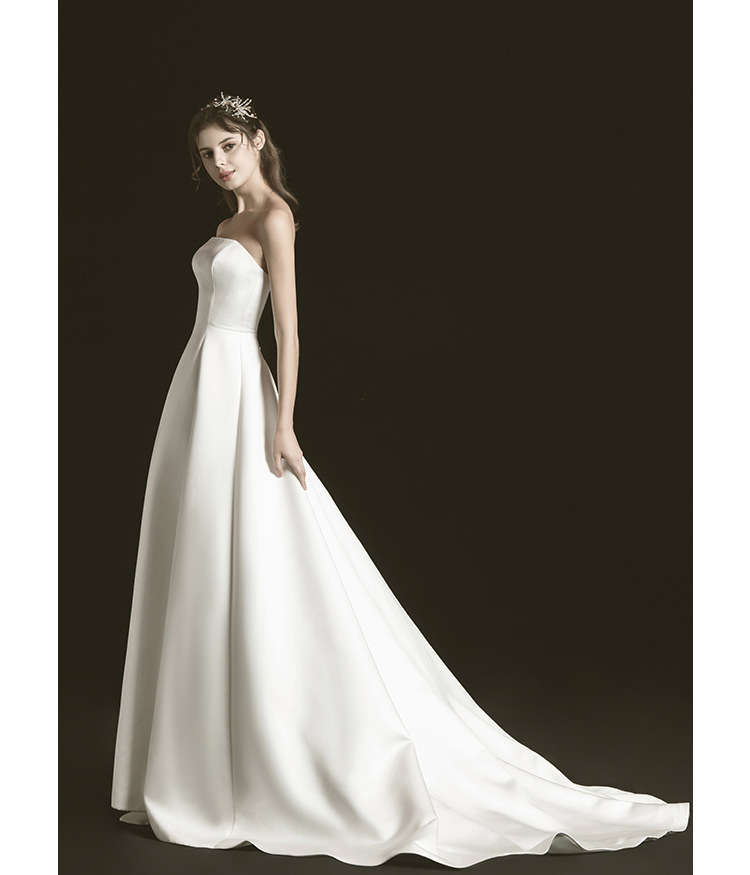 白色抹胸婚纱礼服西式婚礼气质新娘森系超仙梦幻赫本奢华网红拖尾