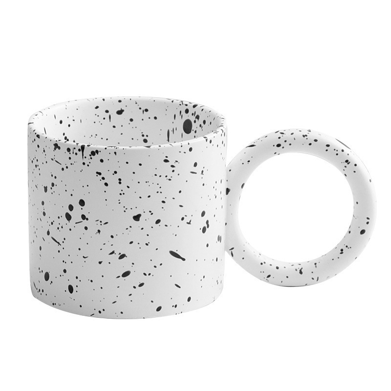 Nordic Ins Creative Big Ear Splash Ink Mug Ceramic Coffee Cup Household Oatmeal Milk Breakfast Cup Tableware