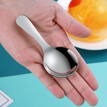不锈钢短柄勺子小汤勺迷你圆勺茶叶匙调料勺便携学生儿童餐勺
