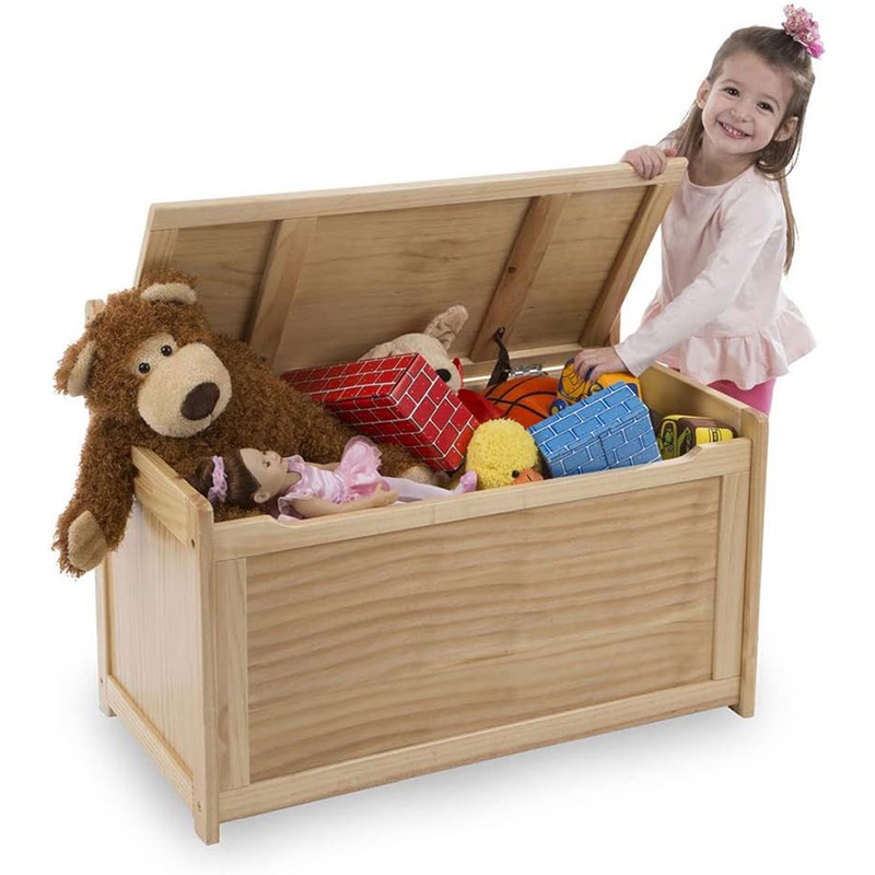 木质框架儿童玩具收纳整理箱实木置地式木箱衣物玩具室内收纳箱