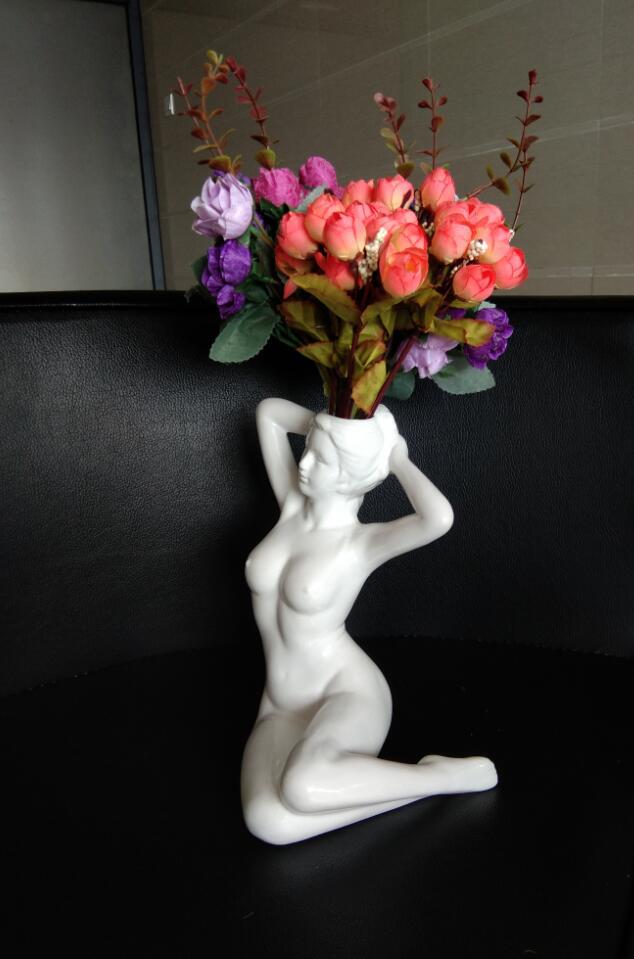 创意陶瓷园艺花盆北欧女人体雕像陶土花盆摆件家居装饰花瓶花器