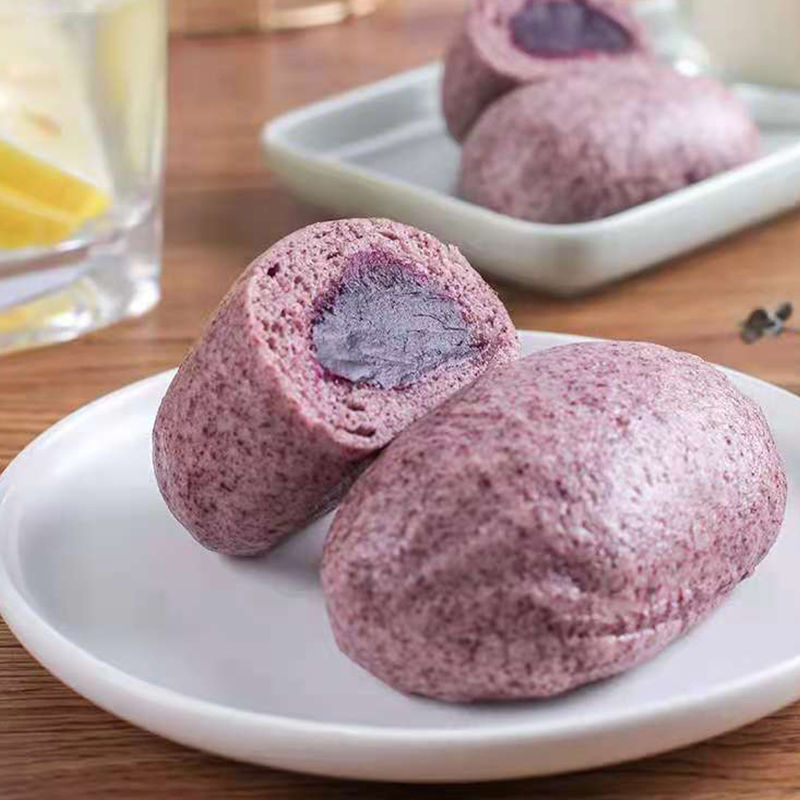 紫米紫薯包营养粗粮紫薯包子夹心速冻即食方便早餐点心紫薯馅馒头