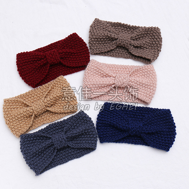 Knitted Hair Band Corn Grain Bow Wool Headband Warm Face Mask Headband for Going out