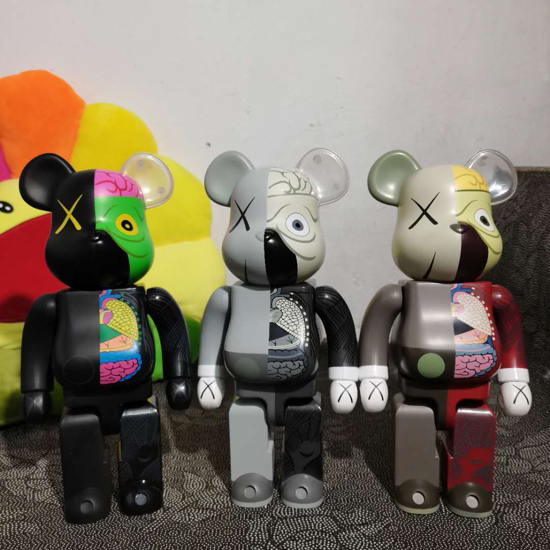 潮流正确版本交叉眼熊 bearbrick半解剖关节套装积木熊暴力熊400%