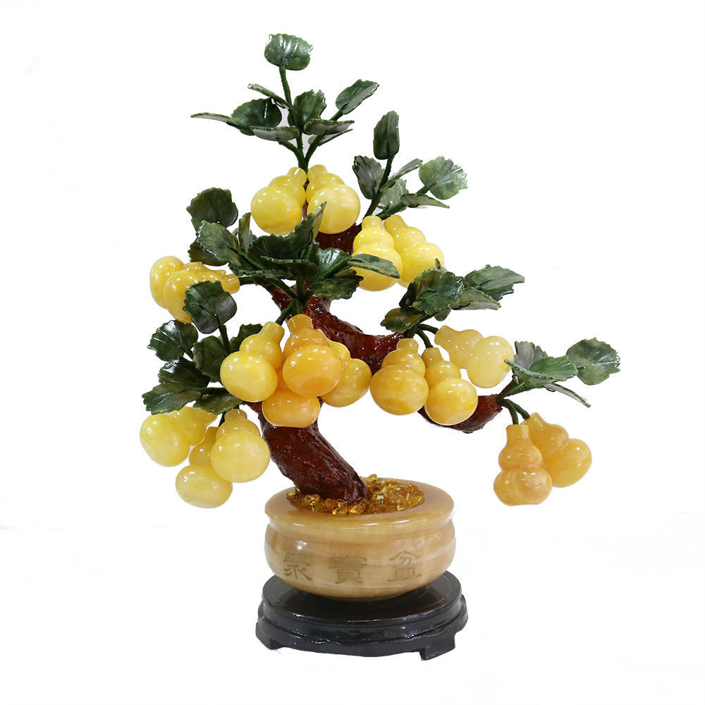 玉石盆栽葫芦摆件挂件客厅中式家居装饰品礼品