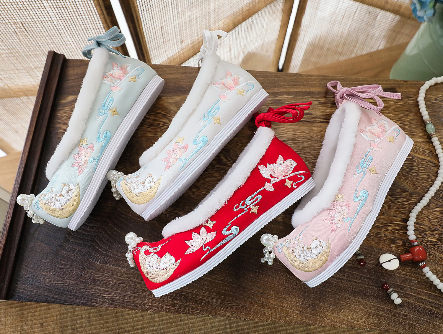 追月2021新款搭配古风汉服鞋女绣花鞋内增高弓鞋翘头古装学生鞋