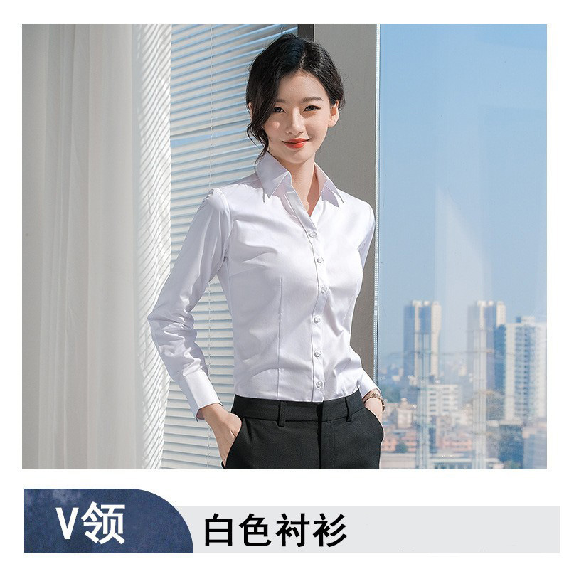 Business Shirt Women's Solid Color plus Size Top Spring and Autumn Non-Ironing Draping Work Clothes Shirt Casual Long Sleeve Business Workwear