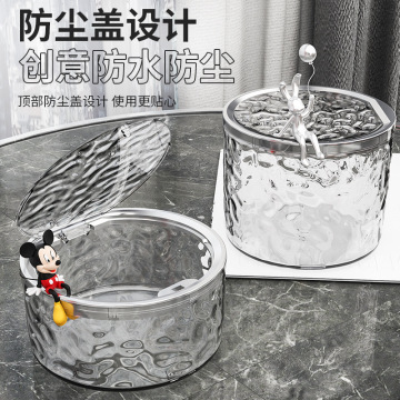 透明桌面垃圾桶带盖高颜值按压收纳桶办公室卧室客厅家用餐桌纸篓