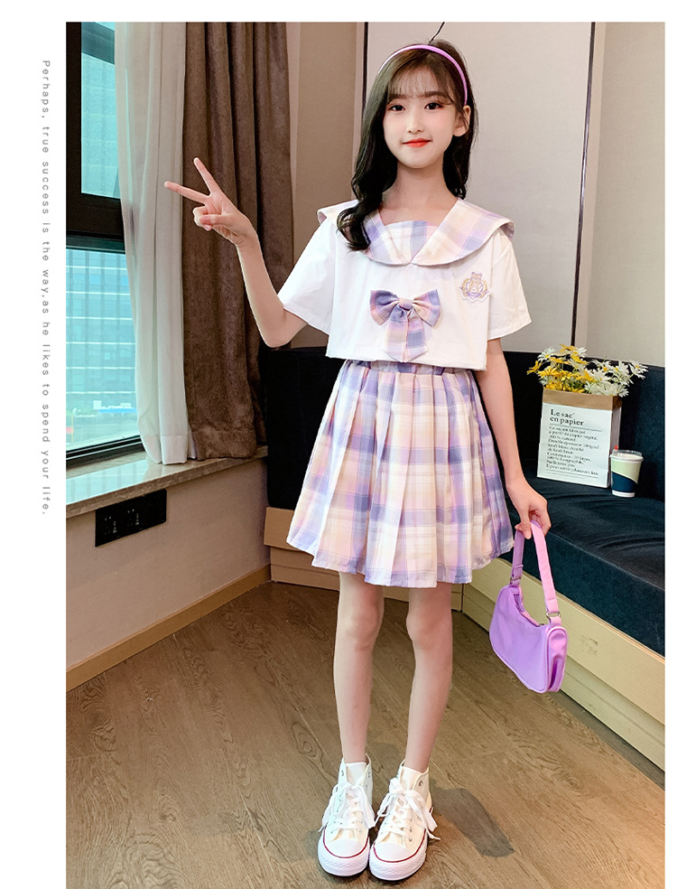 6女童jk制服裙7格子12短袖学院风套装8小学生校服14岁女孩夏装9