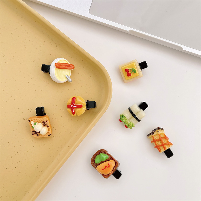 网红同款搞怪食物发夹可爱卡通包子饺子发卡刘海碎发边夹韩版发饰