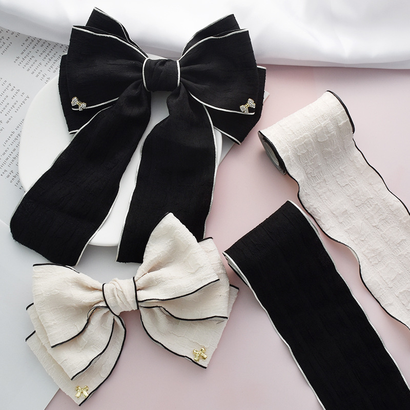 时尚拷边布带 diy手工制作发饰绸带丝带超大蝴蝶结发夹材料配件