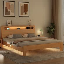 北欧实木床1.5米家用双人1.8米主卧大床出租房单人床民宿简易床架
