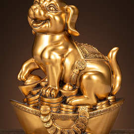 招财狗摆件旺财生肖狗仿铜新中式入户玄关柜进门装饰品家居中国风