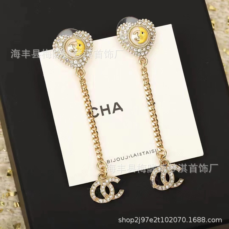 Classic Style Xiangjia Double C Stud Earrings High Version Affordable Luxury Fashion Stud Earrings Chanel-Style Stud Earrings Factory Direct Sales